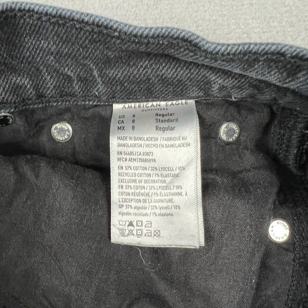 American Eagle Womens 8 Black High Rise Ankle Straight Distressed Jeans Stretch - Picture 5 of 11